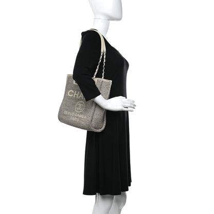 Chanel Mixed Fibers Calfskin Mini Deauville Tote Beige 2 of 12