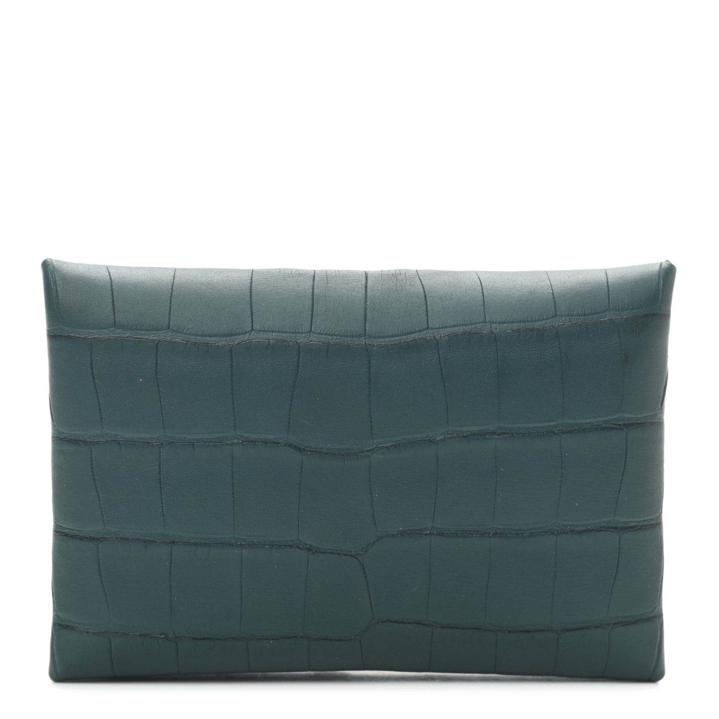 Matte Alligator Calvi Card Case Vert Cypress