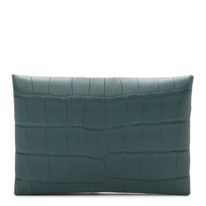 Hermes Matte Alligator Calvi Card Case Vert Cypress 1 of 6