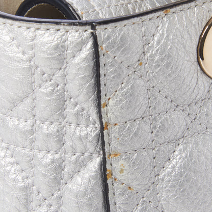 Christian Dior Metallic Grained Calfskin Cannage Medium Supple Lady Dior Silver 9 of 10