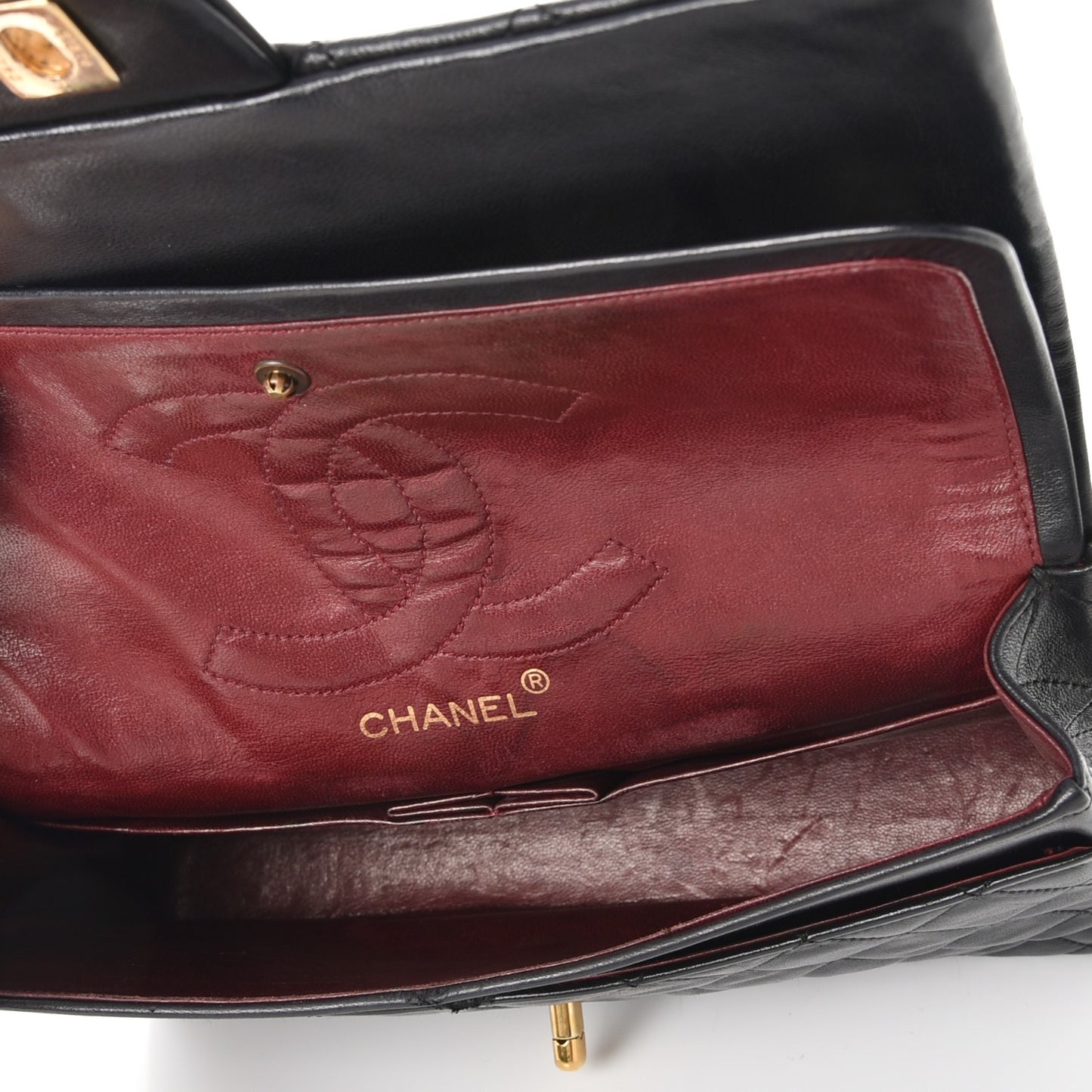 Lambskin Quilted Medium Double Flap Black