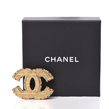 Chanel Crystal CC Brooch Gold Multicolor 5 of 5