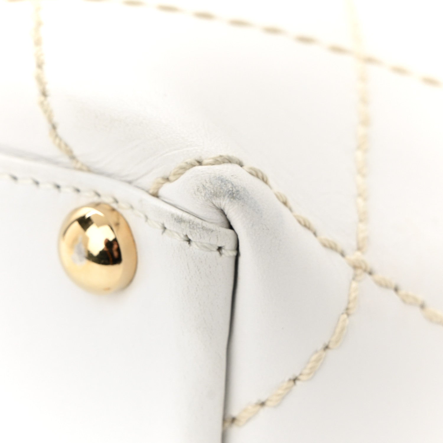 Chanel Calfskin Wild Stitch Tote White 12 of 13