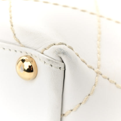 Chanel Calfskin Wild Stitch Tote White 12 of 13