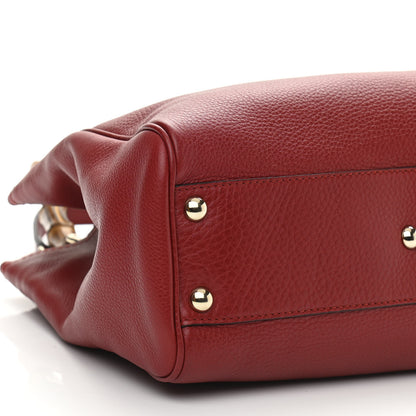 Gucci Calfskin Small Bamboo Shopper Tote Red 8 of 9