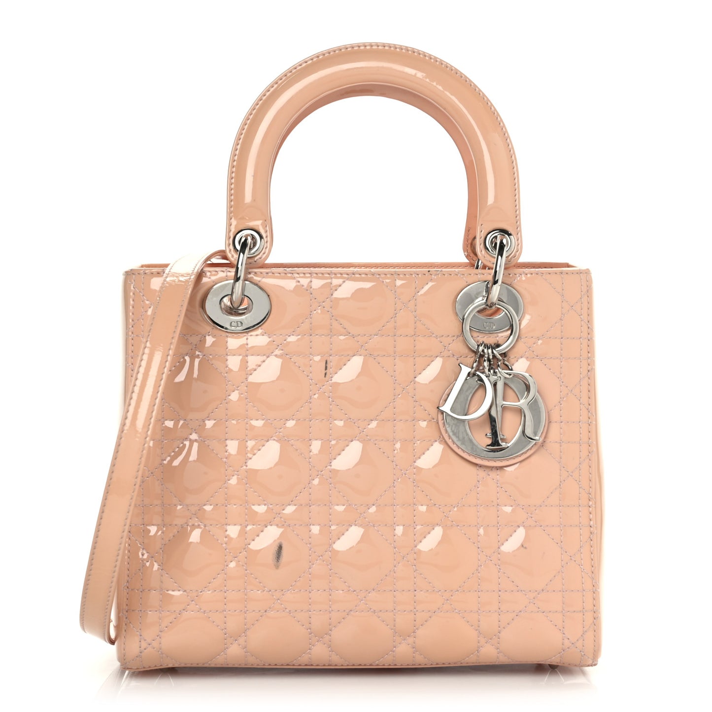 Patent Cannage Medium Lady Dior Light Pink