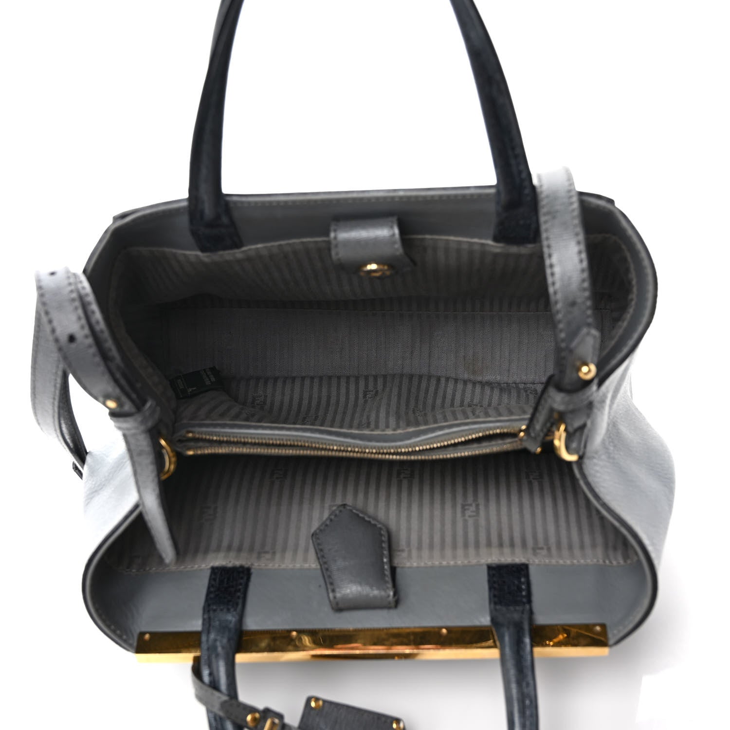 Fendi Vitello Elite Petite 2Jours Tote Grigio Grigio Chiaro 5 of 15