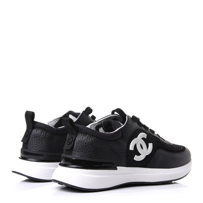 Chanel Calfskin Mesh Lycra Suede Womens Logo Sneakers 36.5 Black 4 of 8