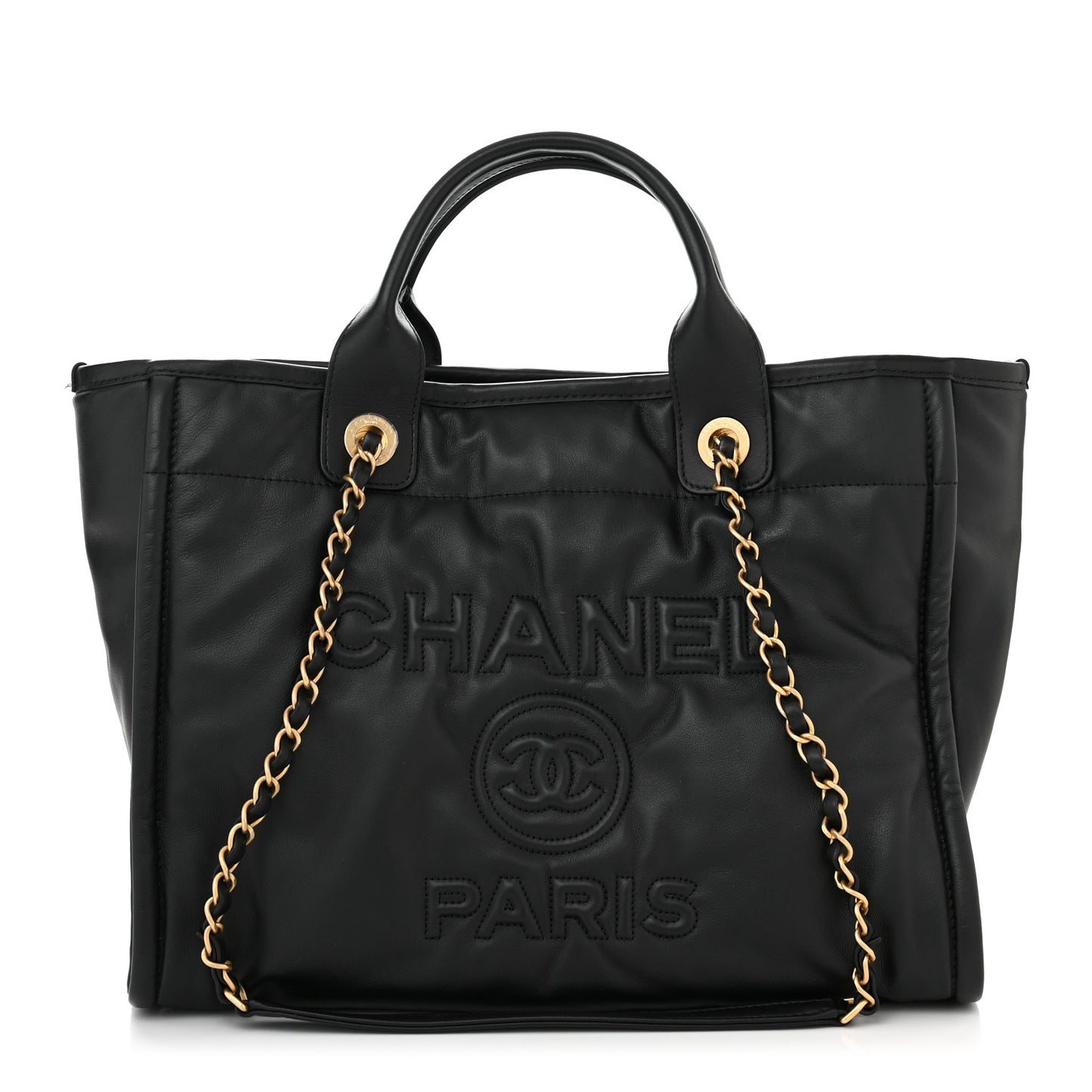 Calfskin Small Deauville Tote Black
