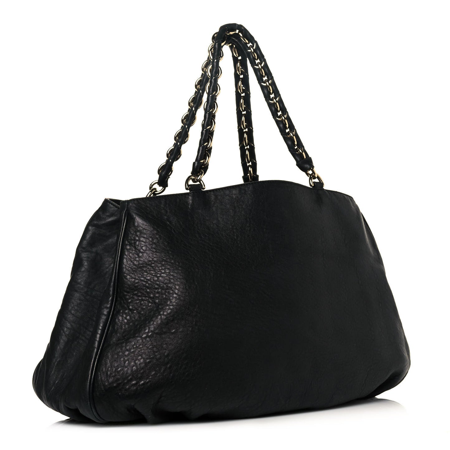 Crinkled Lambskin Mia Tote Black