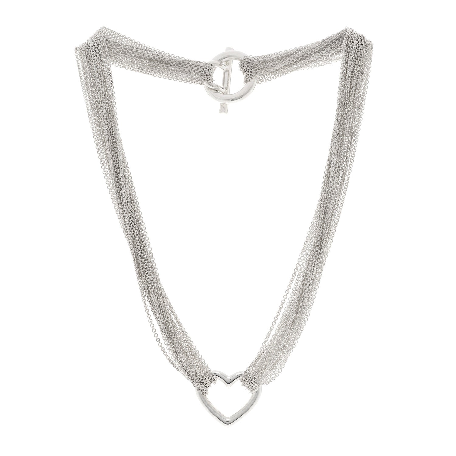 Tiffany Sterling Silver Heart Mesh Necklace 3 of 4