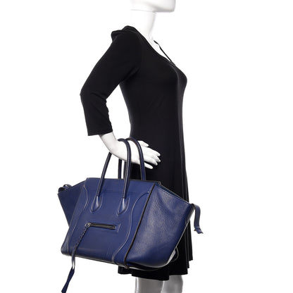 Celine Drummed Calfskin Medium Phantom Luggage Indigo 2 of 9