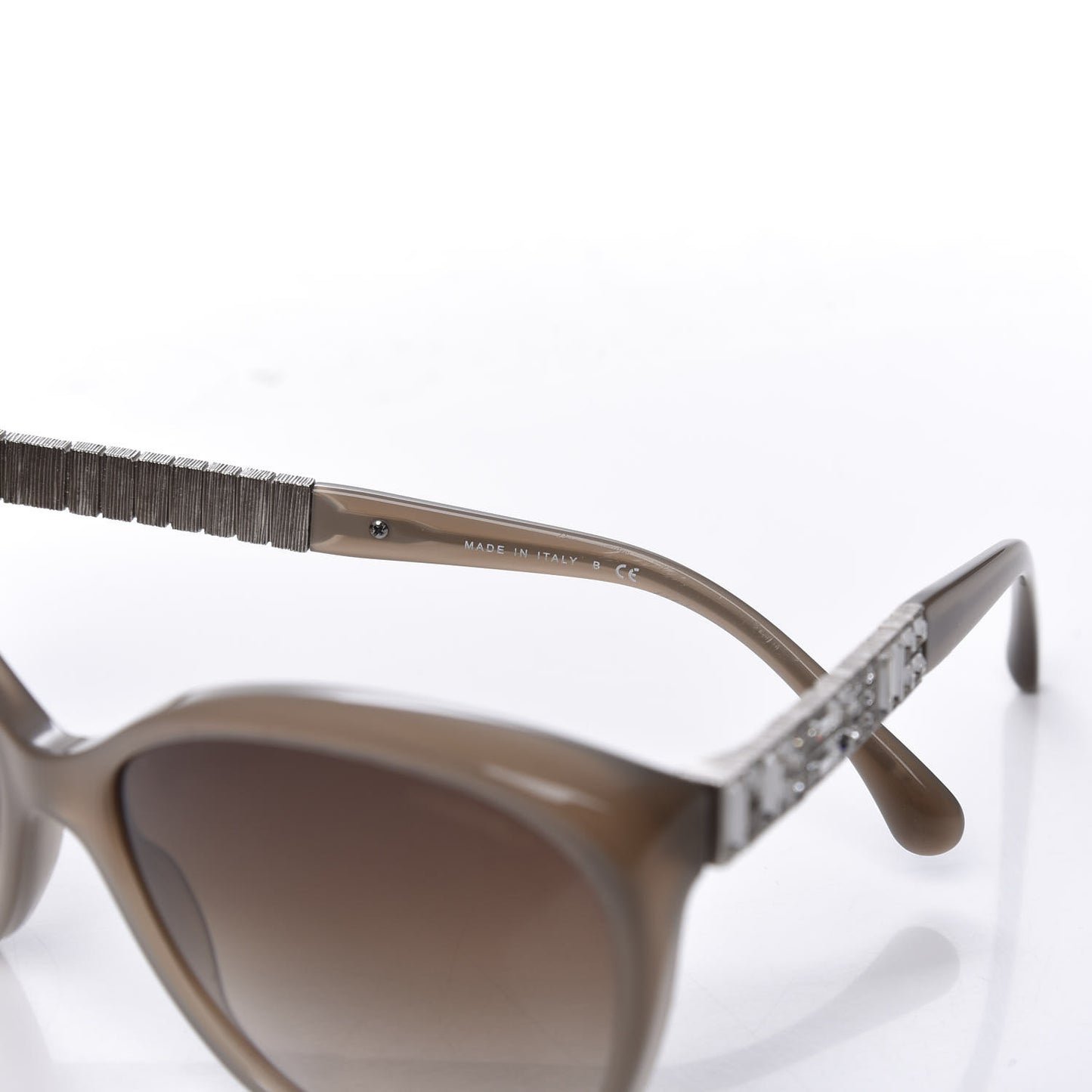 Crystal Baguette Cat Eye Sunglasses 5309-B Brown