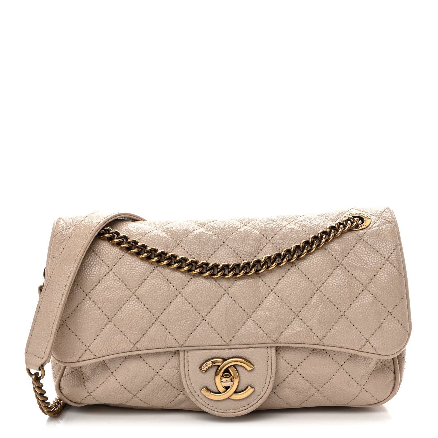 Chanel Crumpled Grained Calfskin Quilted Small Shiva Flap Beige 1 of 10
