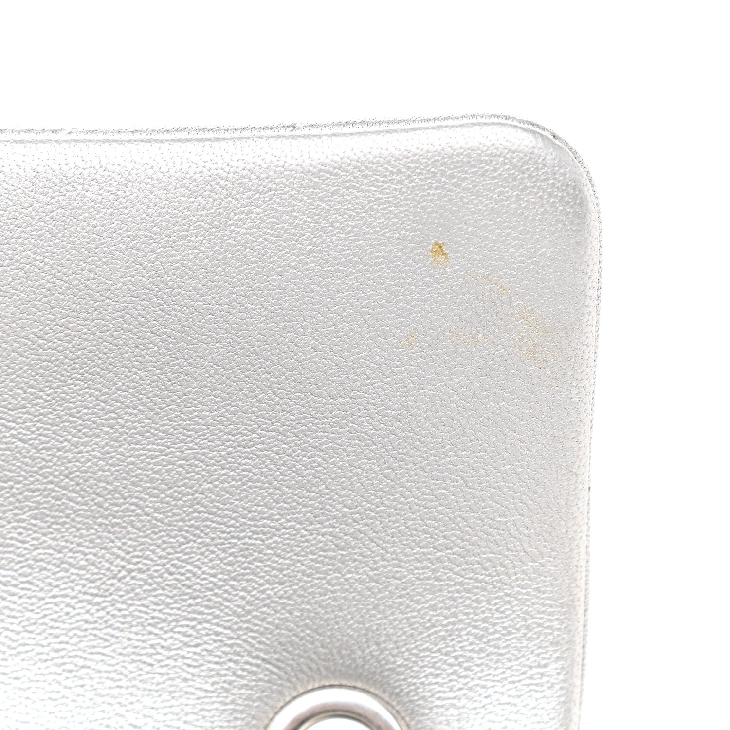 Chanel Metallic Lambskin Chevron Quilted Studded Mini Rectangular Flap Silver 10 of 10