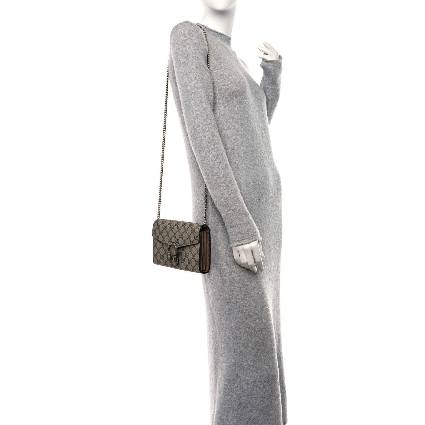 GG Supreme Monogram Mini Dionysus Chain Wallet Beige Taupe