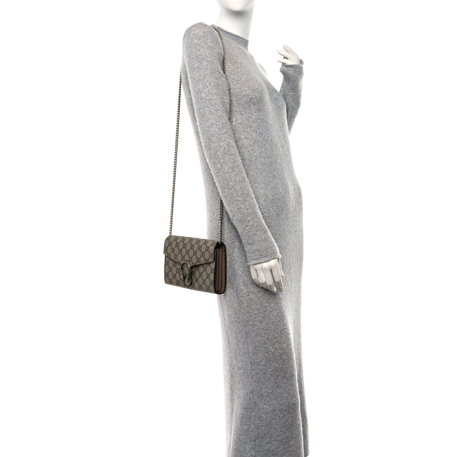 Gucci GG Supreme Monogram Mini Dionysus Chain Wallet Beige Taupe 2 of 13