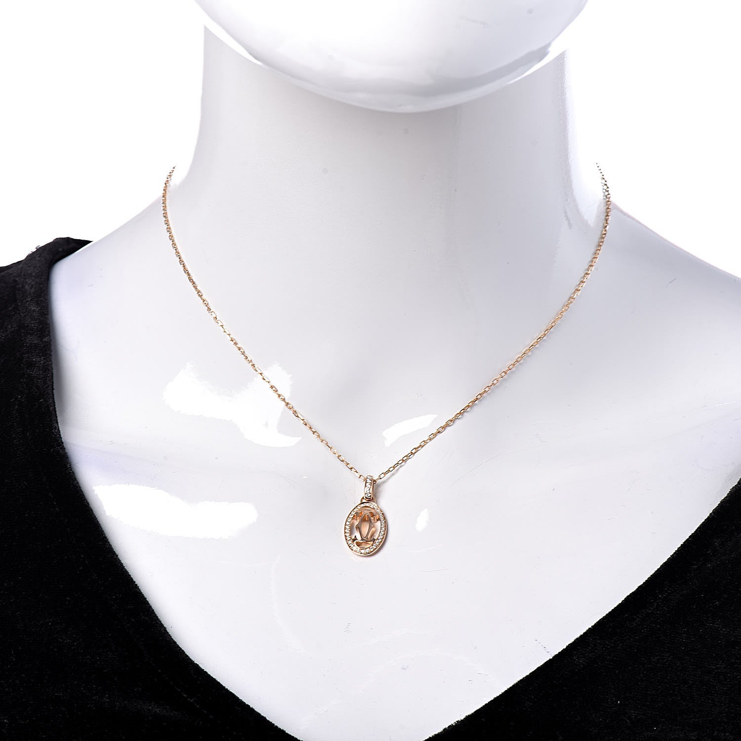 Cartier 18K Pink Gold Diamond Logo Paved Pendant Necklace 2 of 6