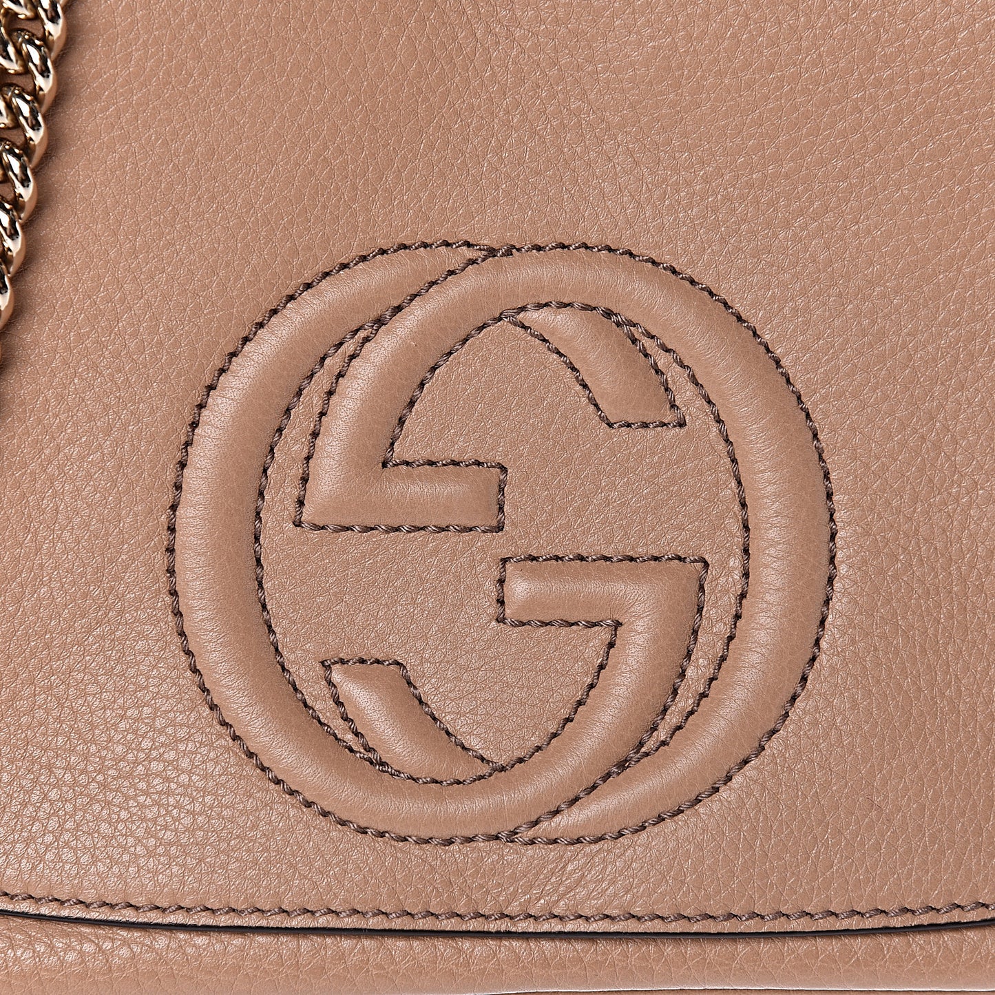 Pebbled Calfskin Medium Soho Flap Crossbody Camelia