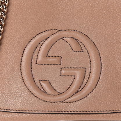 Gucci Pebbled Calfskin Medium Soho Flap Crossbody Camelia 8 of 9