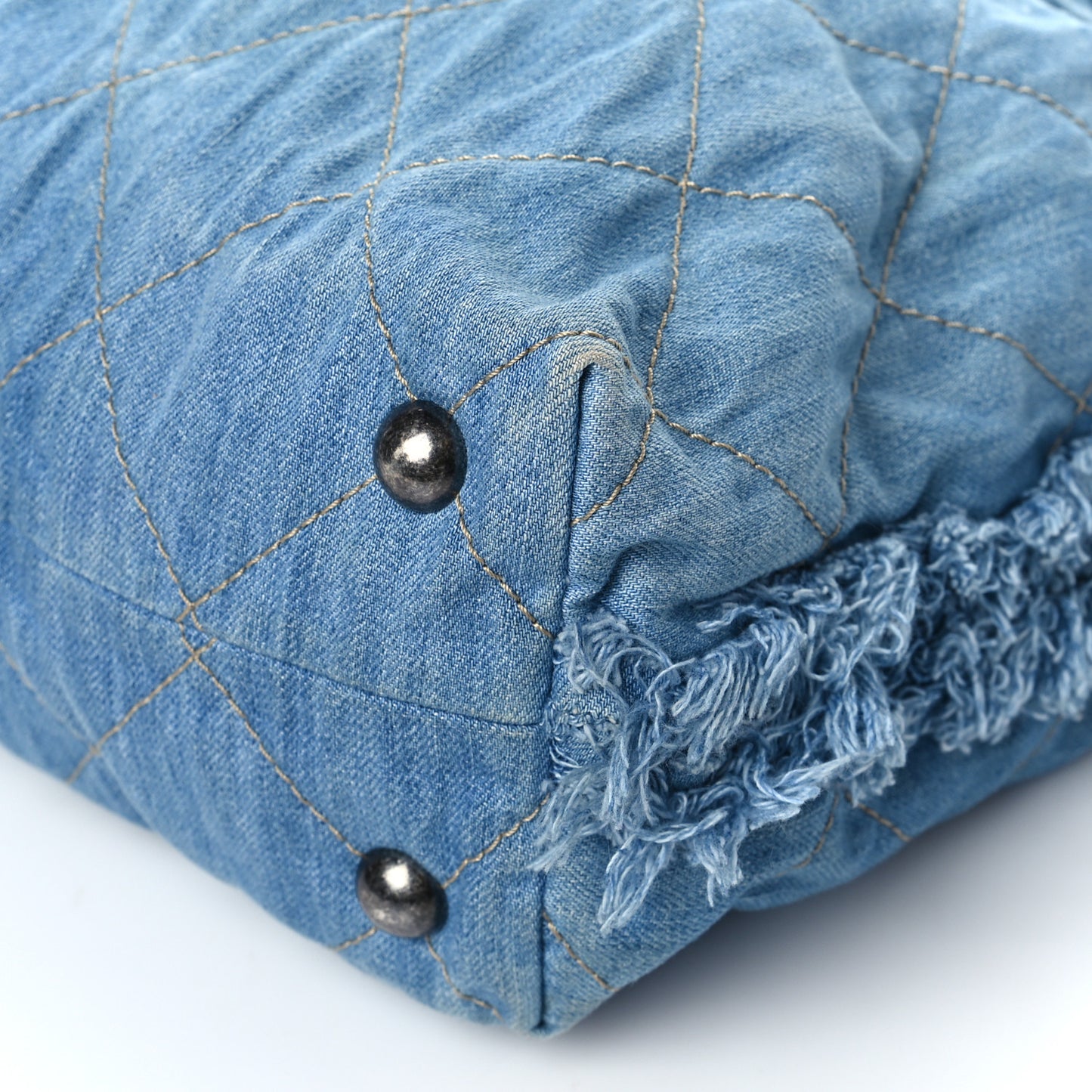 Denim Quilted Chain Hobo Light Blue