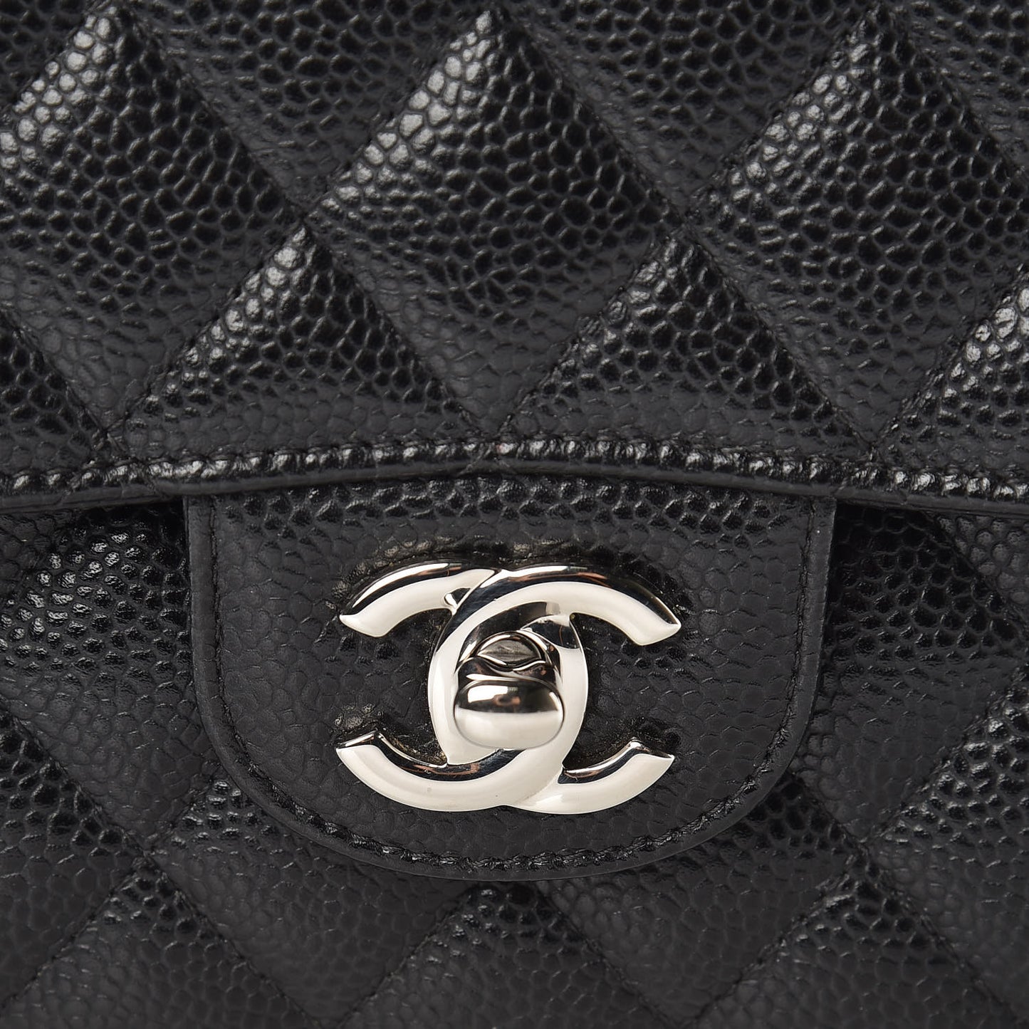 Caviar Quilted Small Double Flap Black