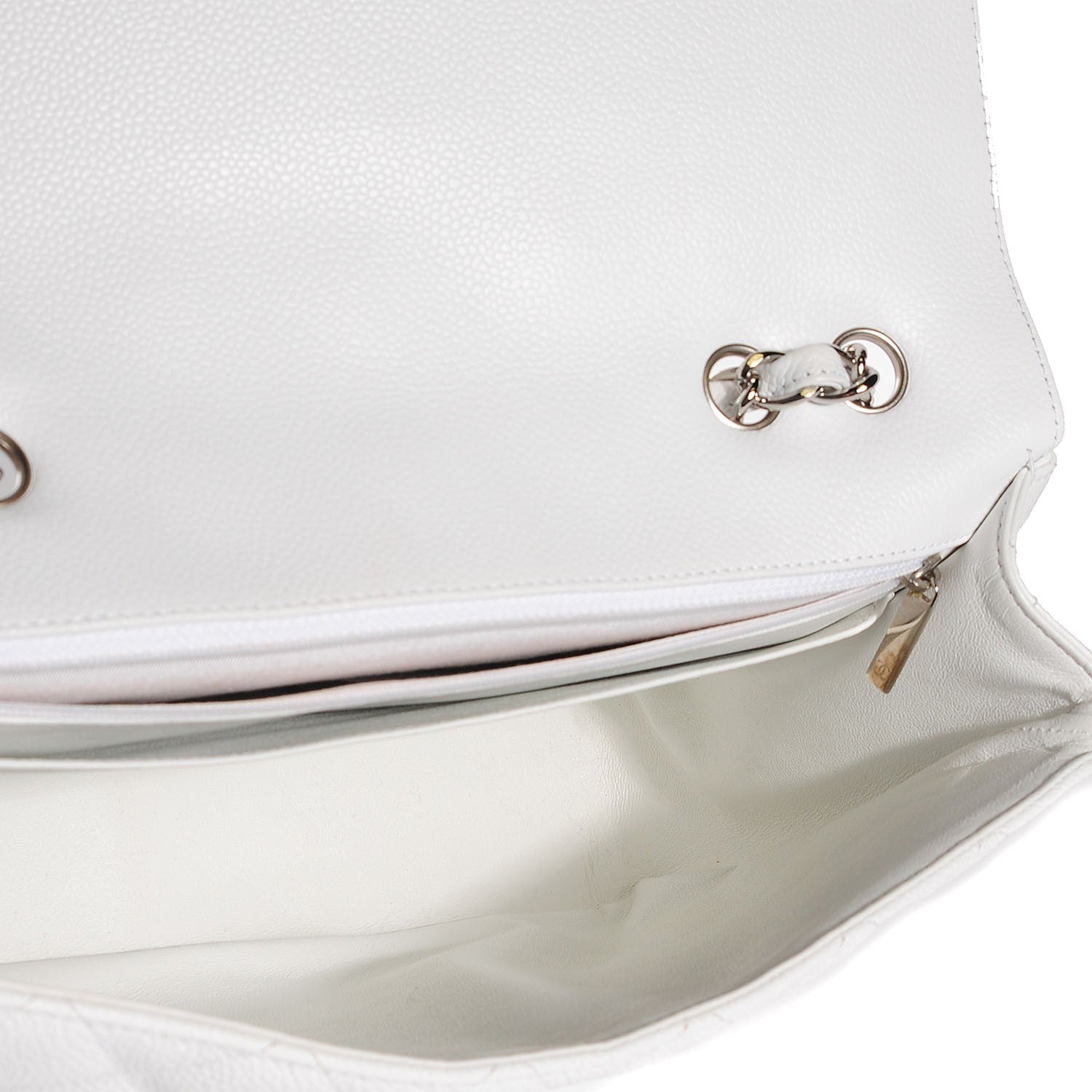 Chanel Caviar Quilted Jumbo Single Flap White 6 of 9