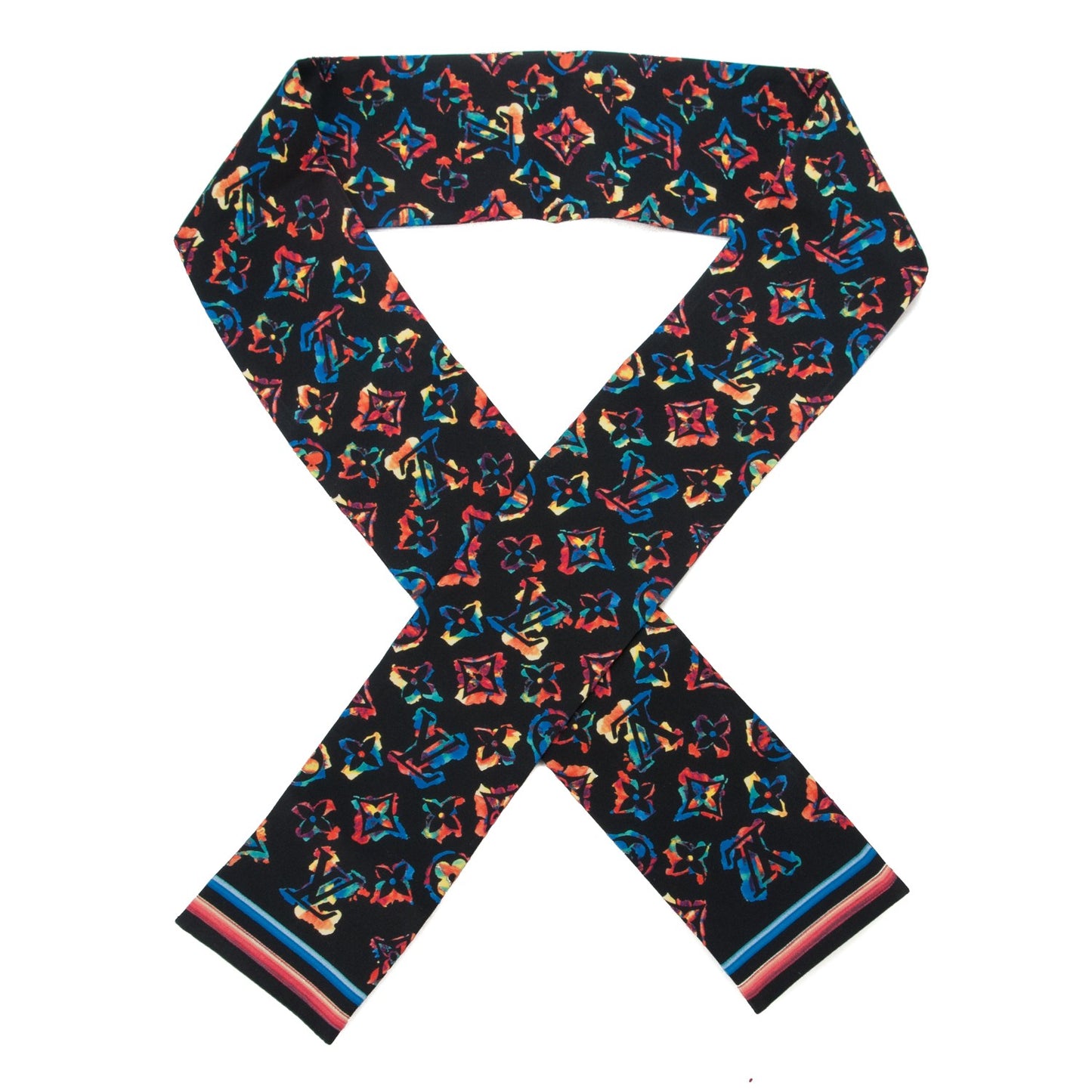 Silk Monogram Rainbow Bandeau Black