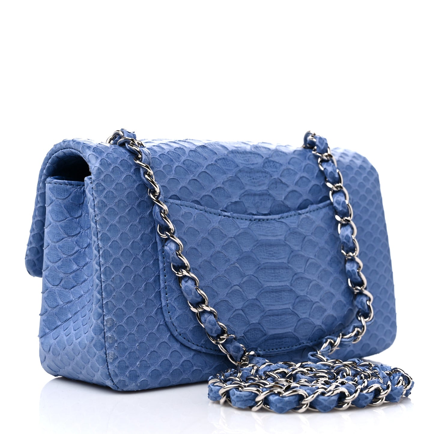 Snakeskin Mini Rectangular Flap Blue