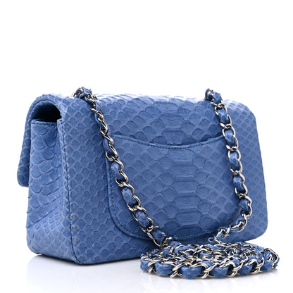 Chanel Snakeskin Mini Rectangular Flap Blue 3 of 9
