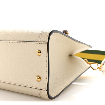 Gucci Textured Dollar Calfskin Web Small Diana Tote Bag Mystic White 10 of 11
