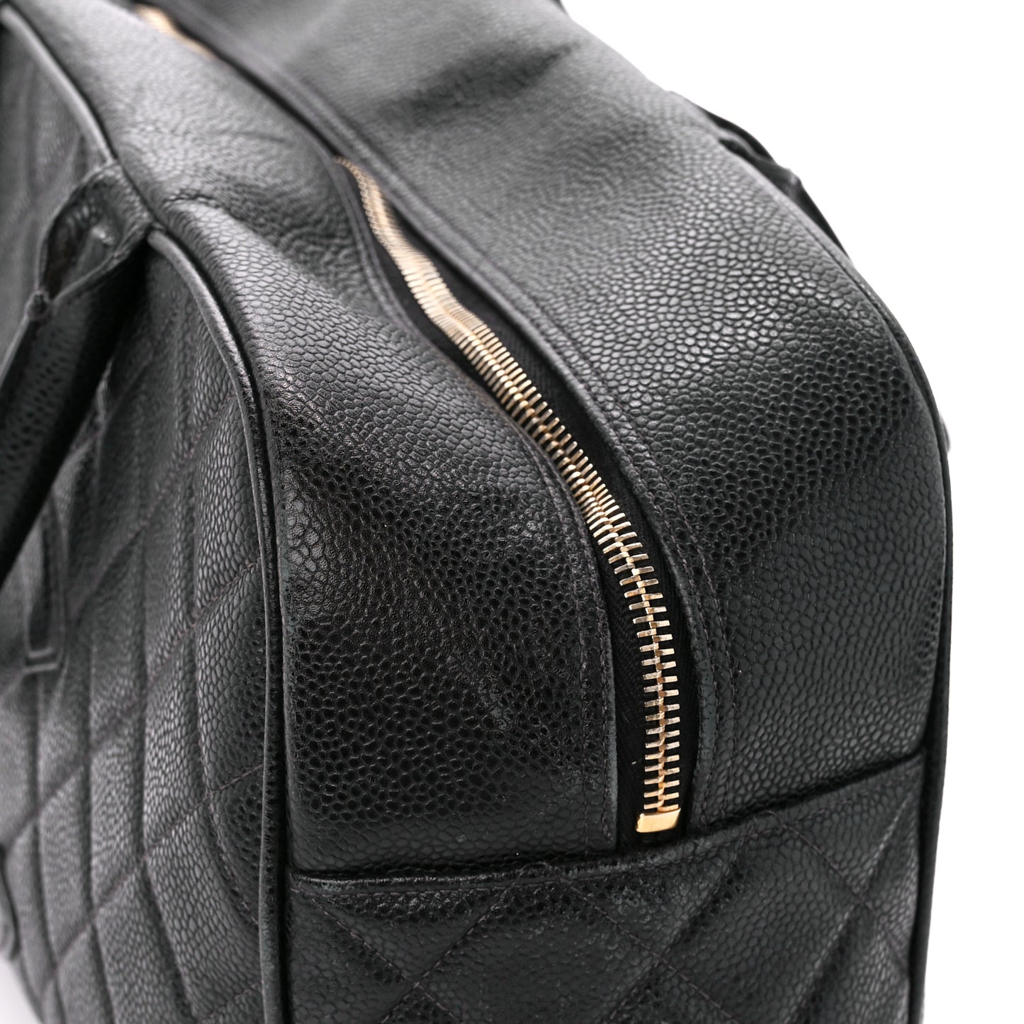 Caviar Quilted Large Bowler Black
