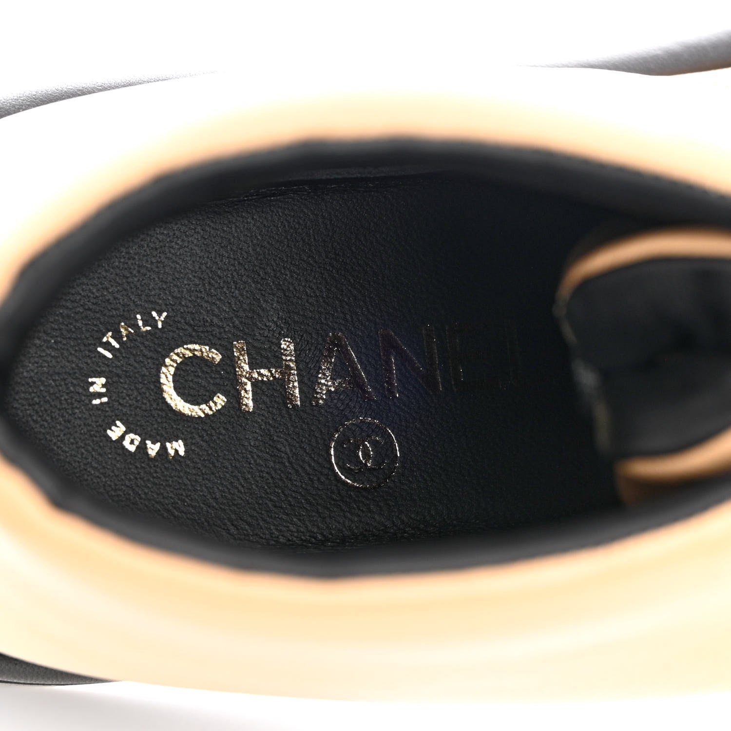 Chanel Lambskin Lace Up Combat Boots 38 Beige Black 7 of 12