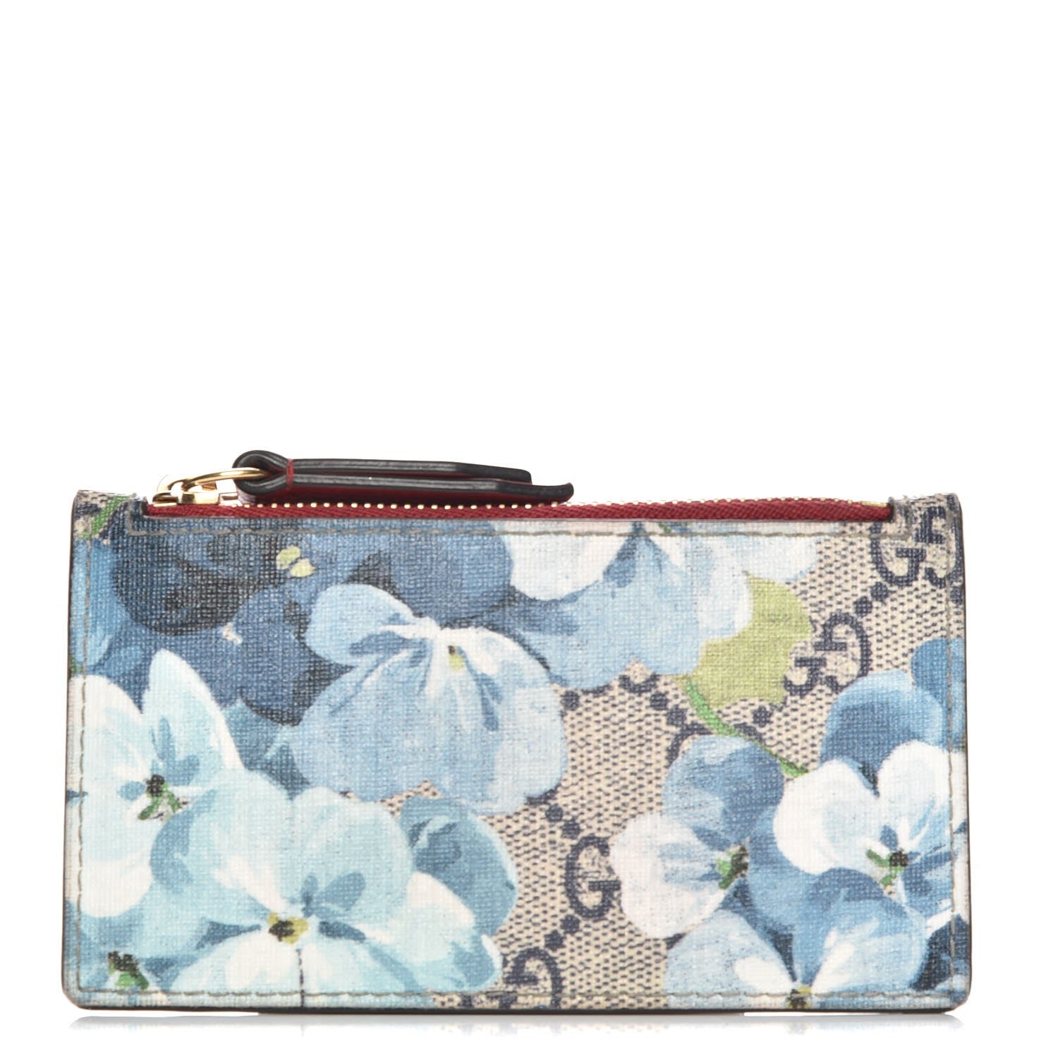 Gucci GG Supreme Monogram Blooms Coin Case Card Holder Beige Blue Navy Hibiscus Red 1 of 7