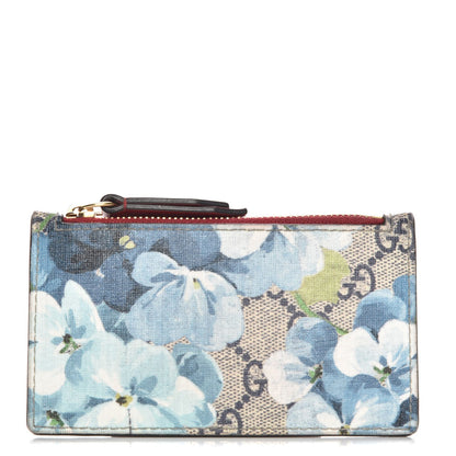 Gucci GG Supreme Monogram Blooms Coin Case Card Holder Beige Blue Navy Hibiscus Red 1 of 7