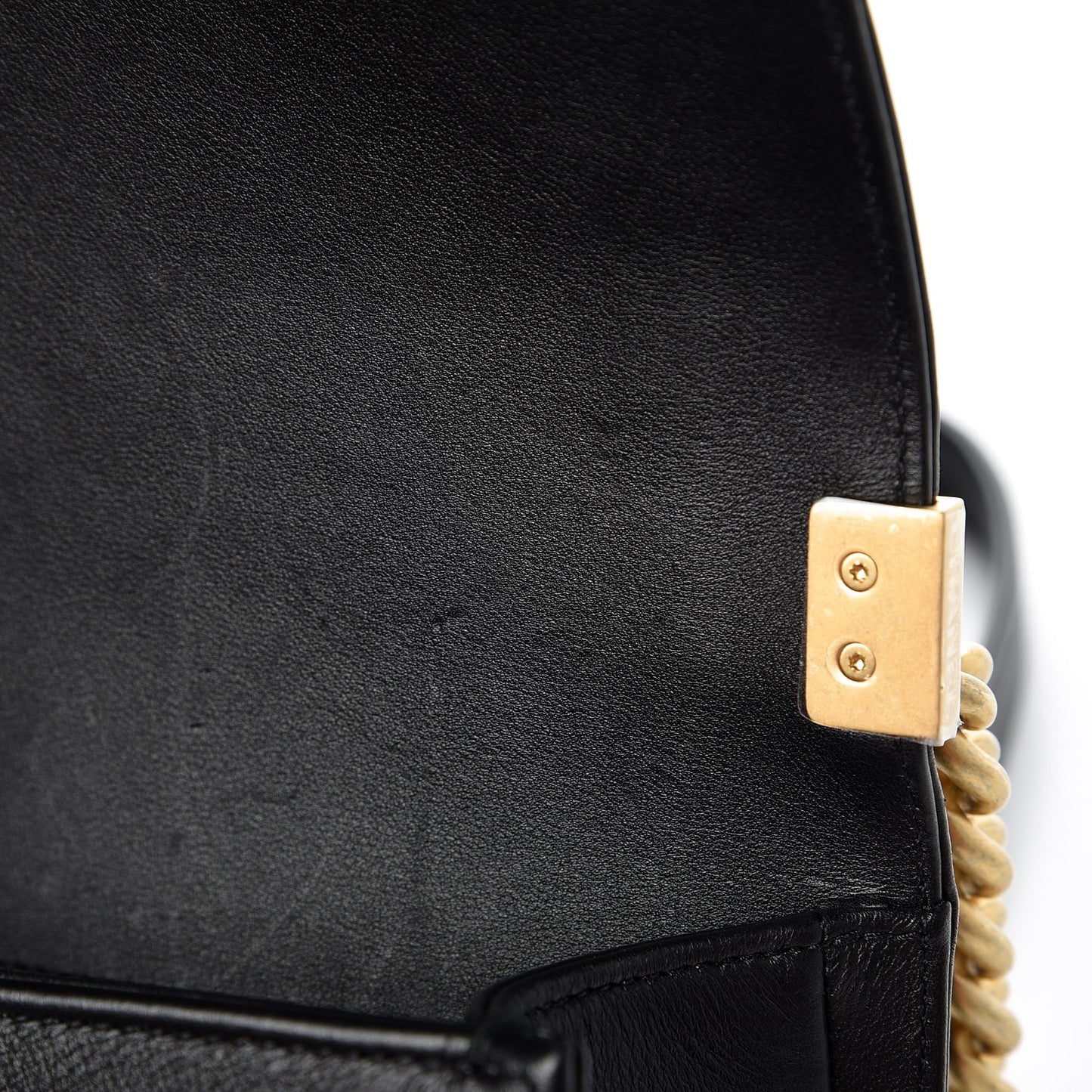 Calfskin Quilted Small Boy Flap Black