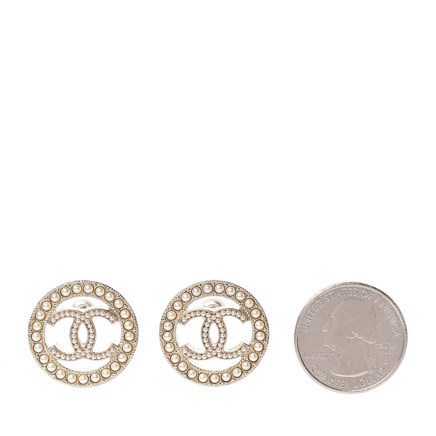 Pearl CC Round Rope Earrings Gold
