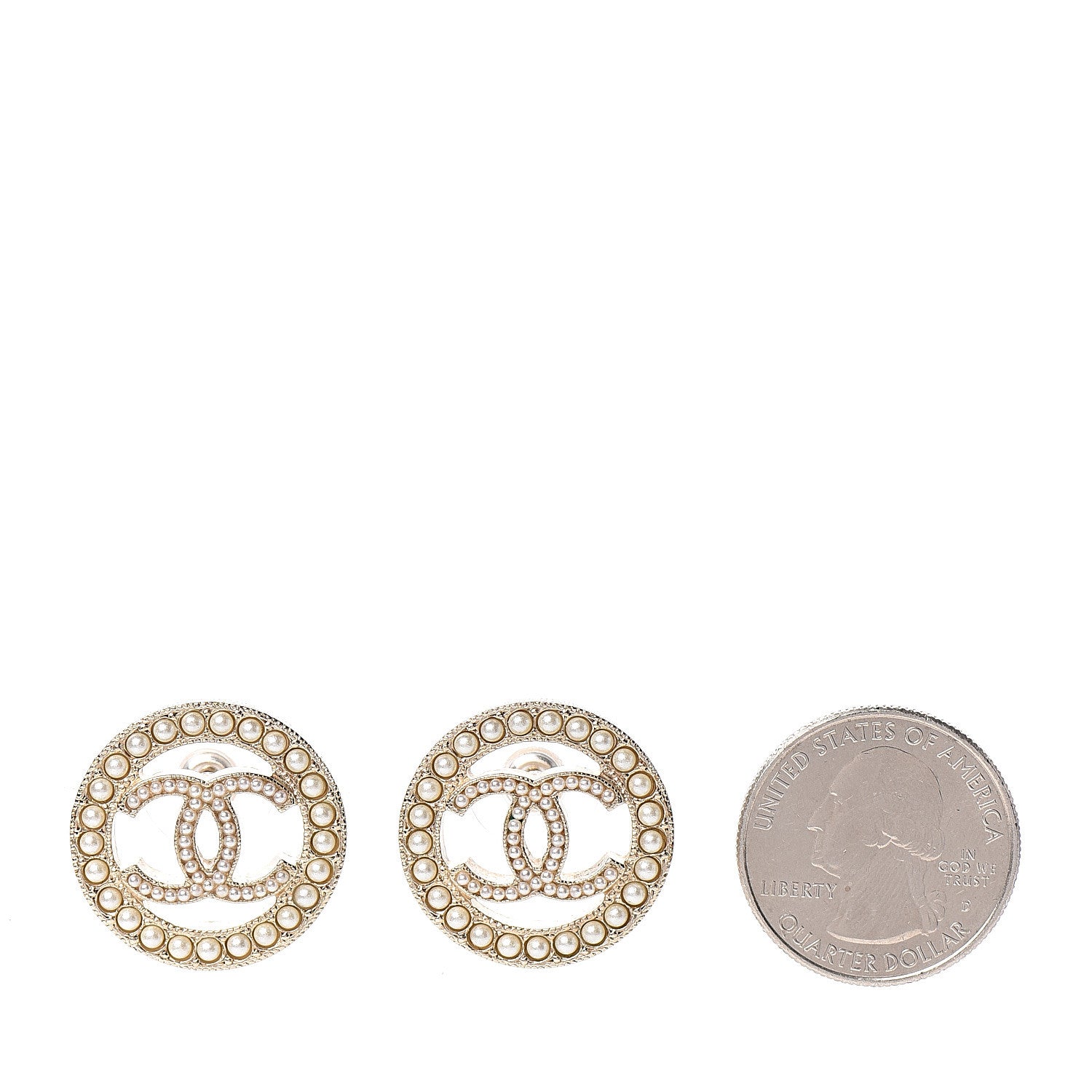 Chanel Pearl CC Round Rope Earrings Gold 2 of 5