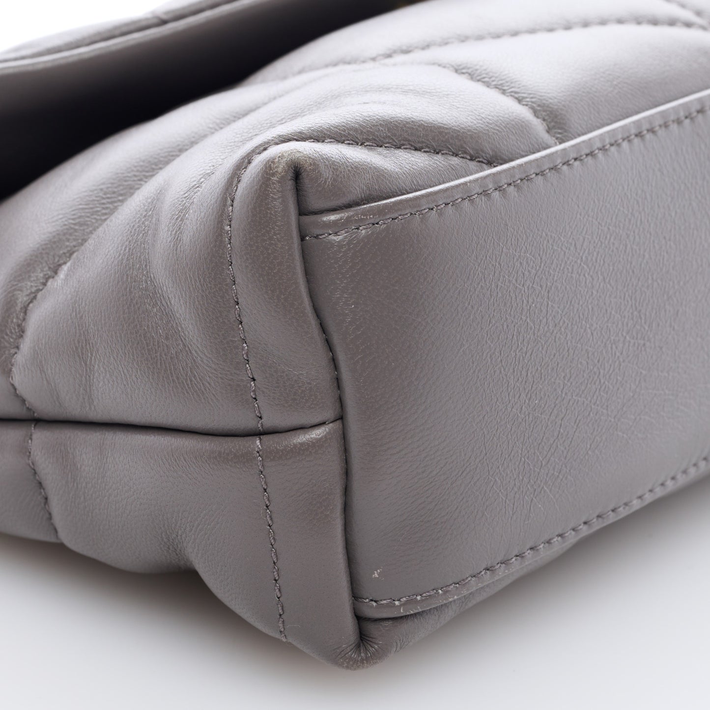 Lambskin Quilted Toy Loulou Puffer Monogram Chain Satchel Fog