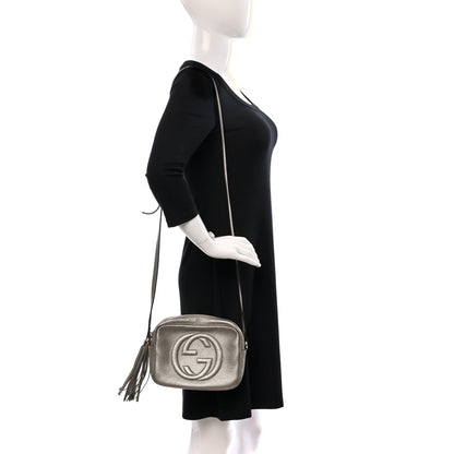 Gucci Metallic Pebbled Calfskin Small Soho Disco Bag Golden Beige 2 of 10