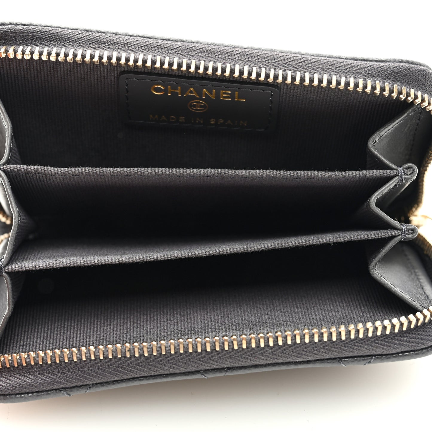 Caviar Quilted Zip Coin Purse Dark Grey