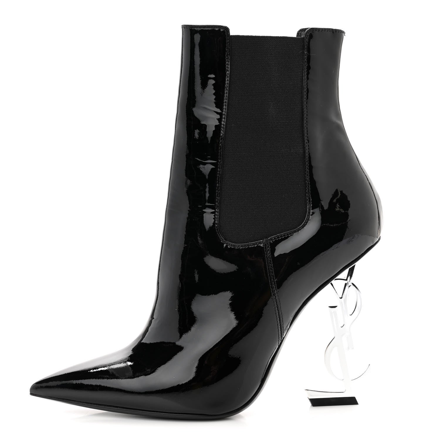 Saint Laurent Patent Opyum Ankle Booties 36 Black 1 of 8