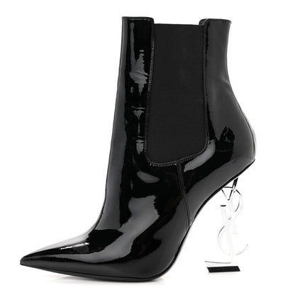 Saint Laurent Patent Opyum Ankle Booties 36 Black 1 of 8