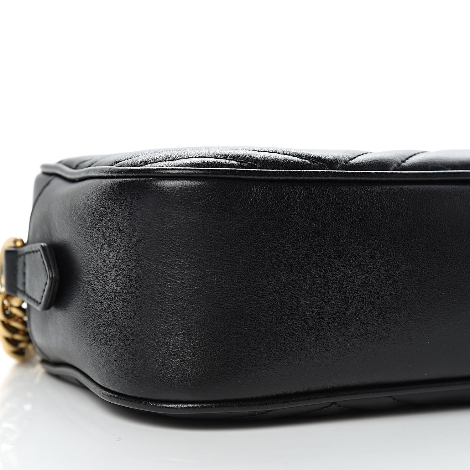 Gucci Calfskin Matelasse Small GG Marmont Chain Shoulder Bag Black 9 of 12
