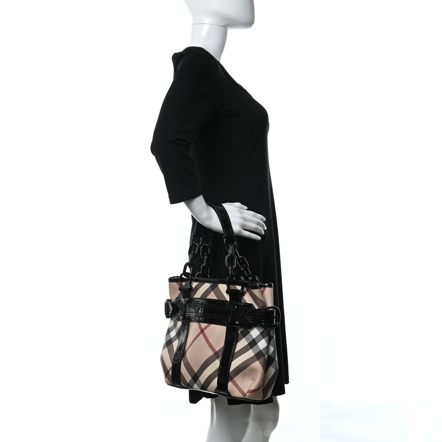 Burberry Nova Check Large Chain Tote Black 2 of 11