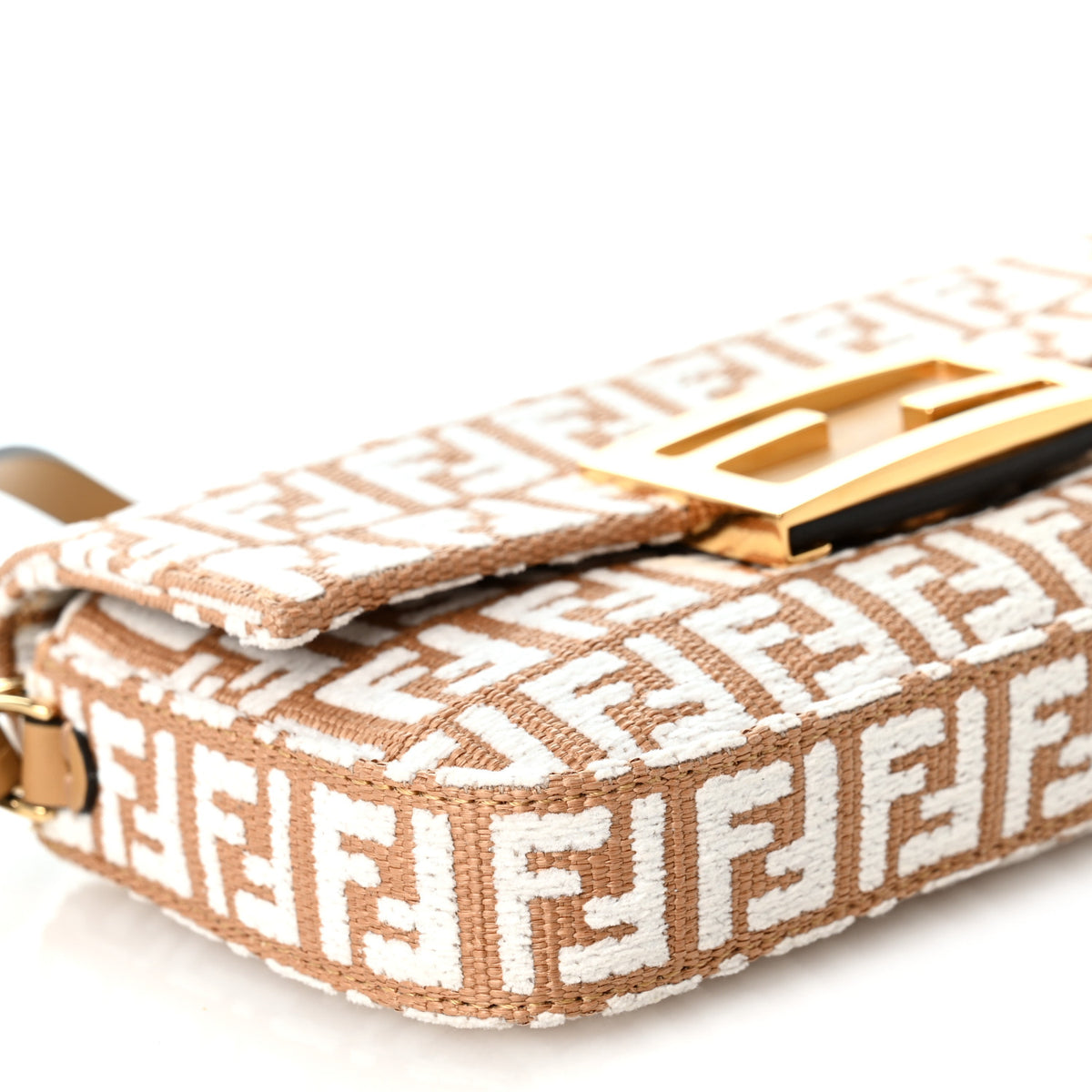 Fendi Raffia Chenille Vitello FF Phone Baguette  Naturale White 8 of 9