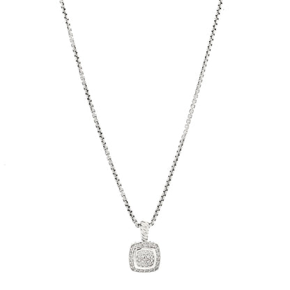 David Yurman Sterling Silver Diamond Pave 7mm Petite Albion Pendant Necklace 1 of 5
