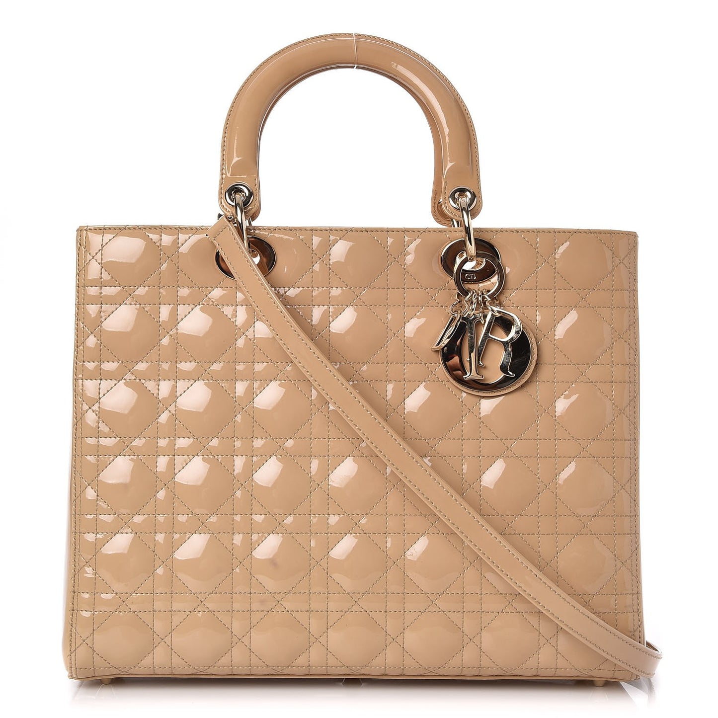 Patent Cannage Large Lady Dior Beige