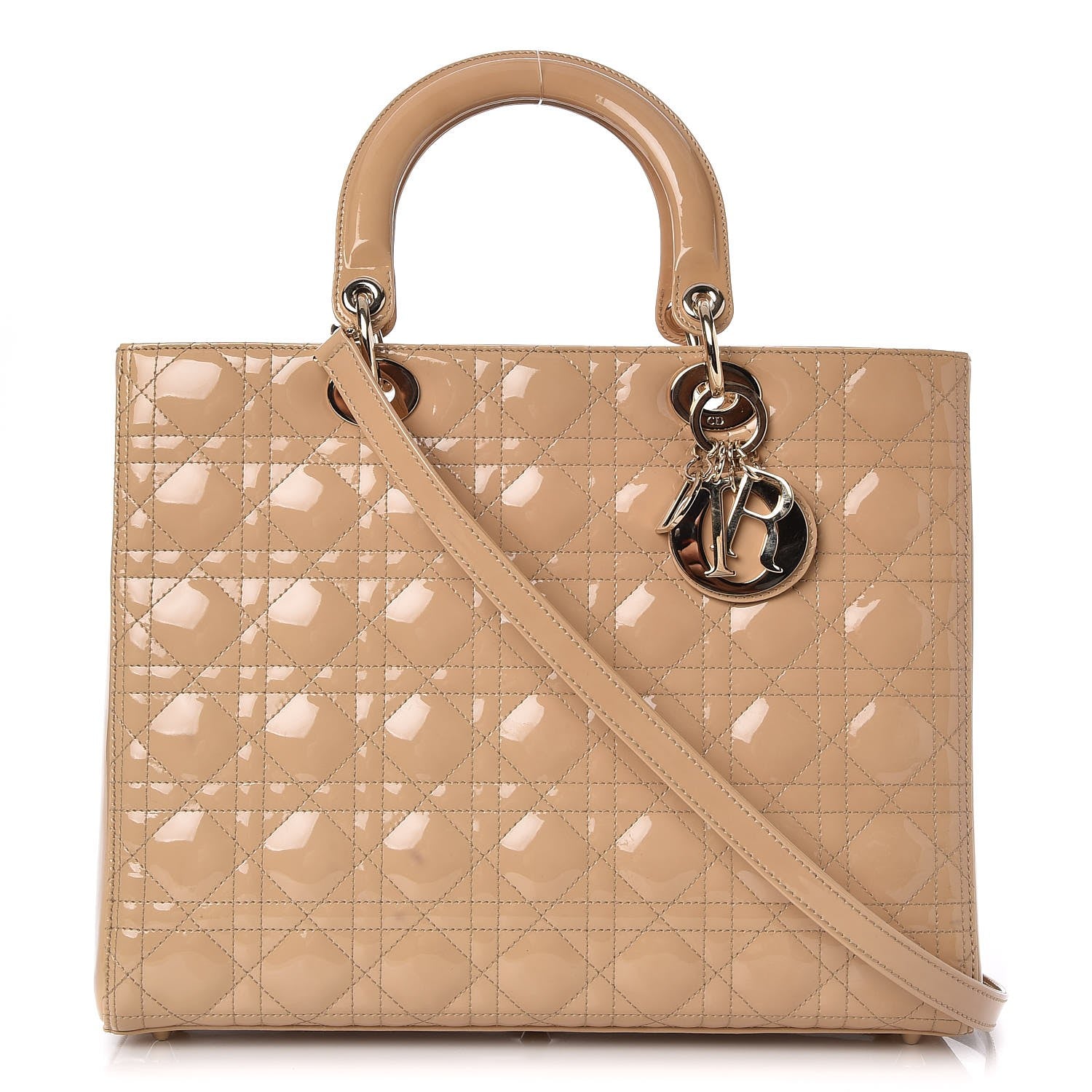 Christian Dior Patent Cannage Large Lady Dior Beige 1 of 8