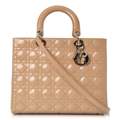 Christian Dior Patent Cannage Large Lady Dior Beige 1 of 8